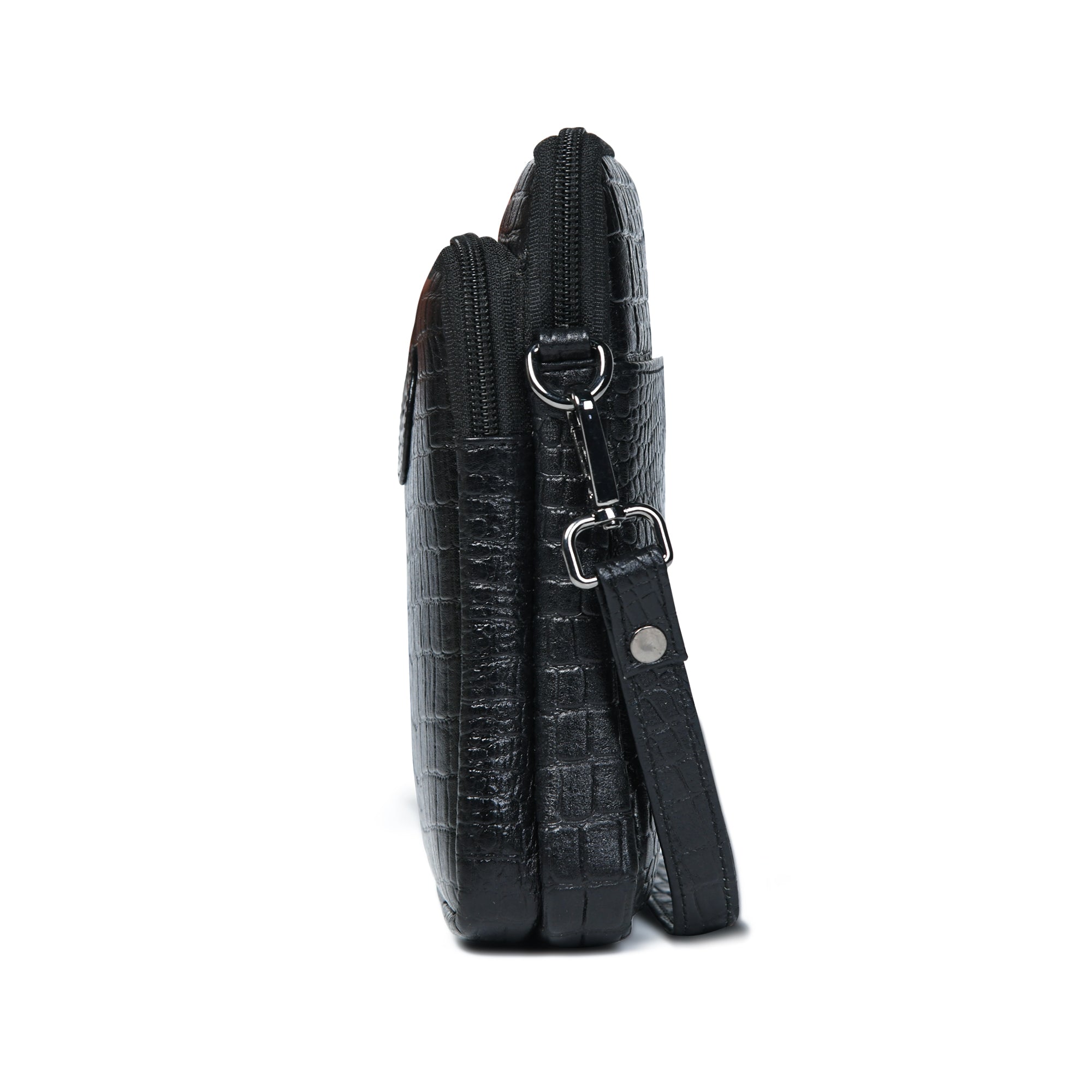 Croc Luxe Leather Sling Bag – Black Colour